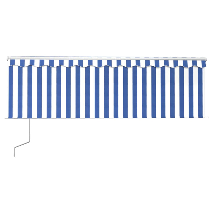 Copertină retractabilă automat cu stor, albastru&alb, 4,5x3 m - WALTI WALTI
