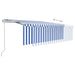Copertină retractabilă automat cu stor, albastru&alb, 4,5x3 m - WALTI WALTI