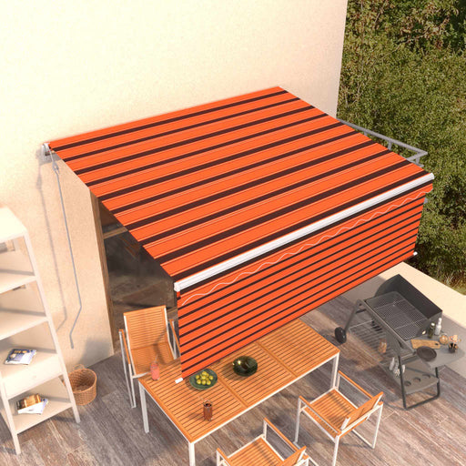 Copertină retractabilă automat cu stor, portocaliu&maro 4,5x3 m - WALTI WALTI