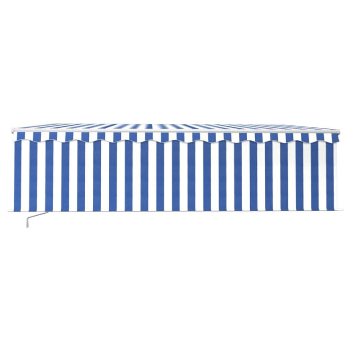 Copertină retractabilă manual cu stor, albastru&alb, 5x3 m WALTI