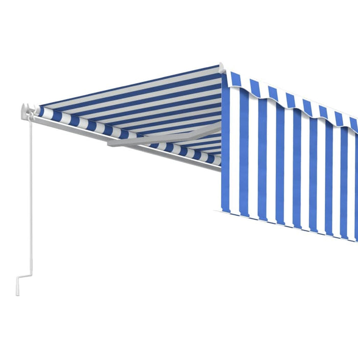 Copertină retractabilă manual cu stor, albastru&alb, 5x3 m WALTI