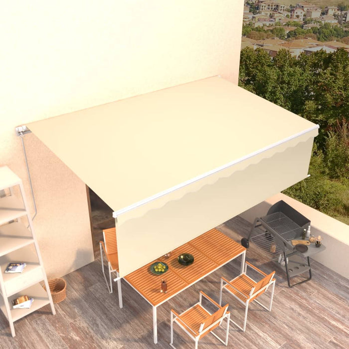 Copertină retractabilă manual cu stor, crem , 5x3 m - WALTI WALTI