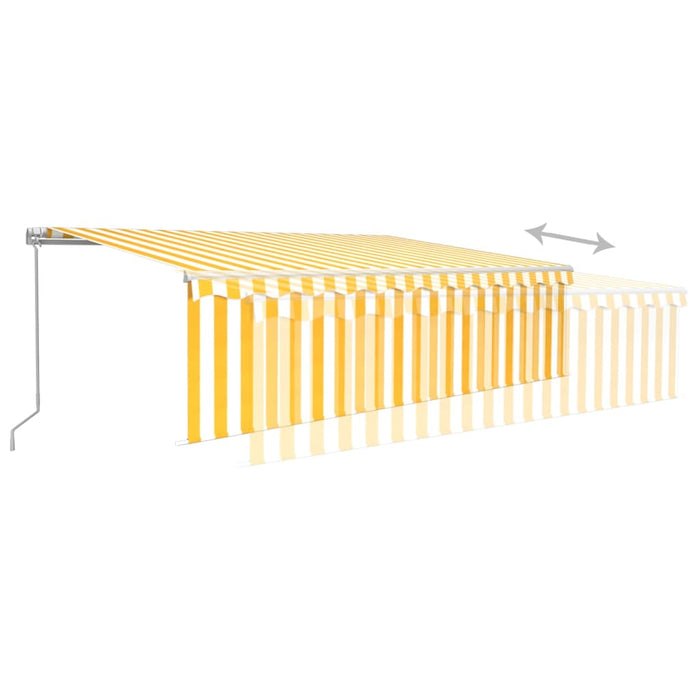 Copertină retractabilă manual cu stor&LED, galben&alb, 5x3 m WALTI