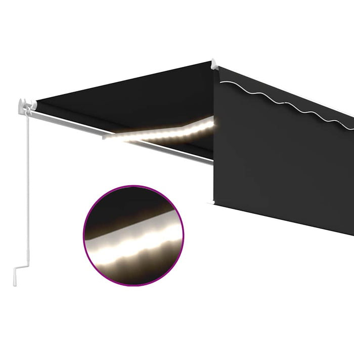 Copertină retractabilă manual cu stor&LED, antracit, 5x3 m - WALTI WALTI