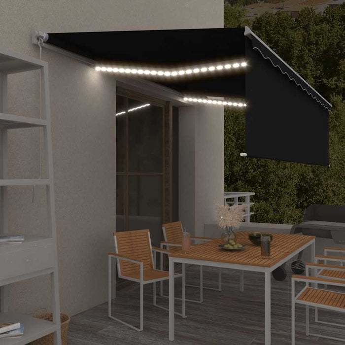 Copertină retractabilă manual cu stor&LED, antracit, 5x3 m - WALTI WALTI