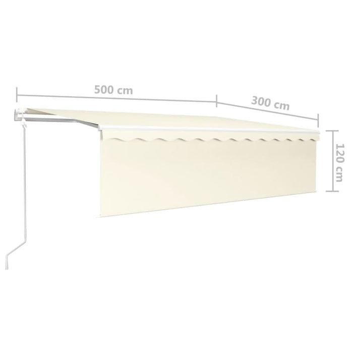 Copertină retractabilă automat cu stor, crem, 5x3 m WALTI