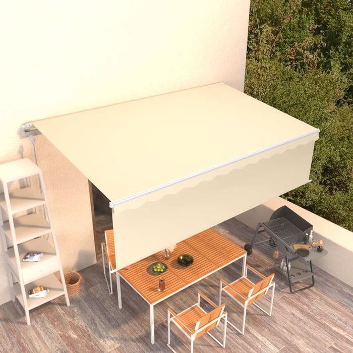 Copertină retractabilă automat cu stor, crem, 5x3 m WALTI
