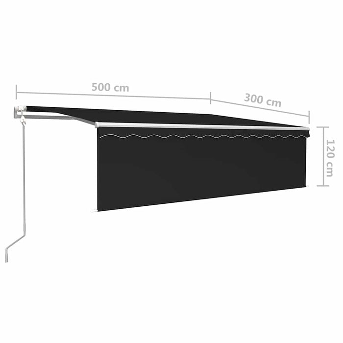 Copertină retractabilă automat, stor&LED&senzor antracit, 5x3 m - WALTI WALTI