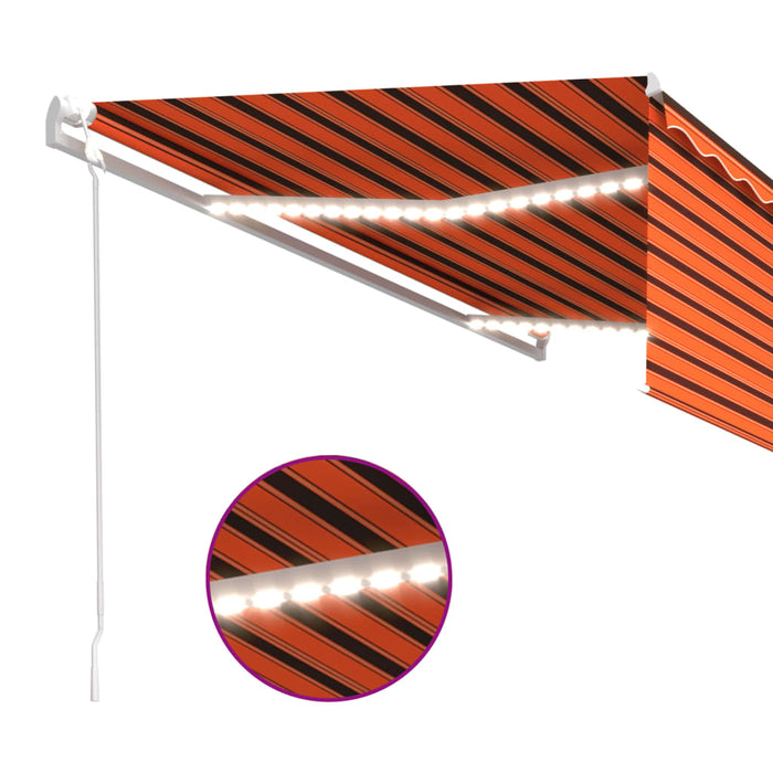 Copertină retractabilă automat stor&LED&senzor oranj&maro 5x3 m WALTI