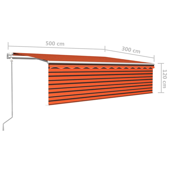 Copertină retractabilă automat stor&LED&senzor oranj&maro 5x3 m WALTI