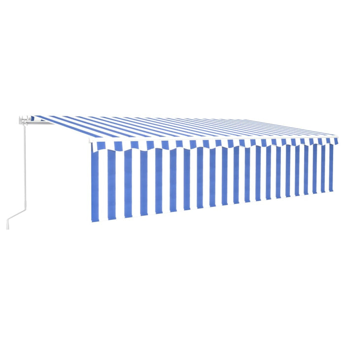 Copertină retractabilă manual cu stor, albastru&alb, 6x3m - WALTI WALTI