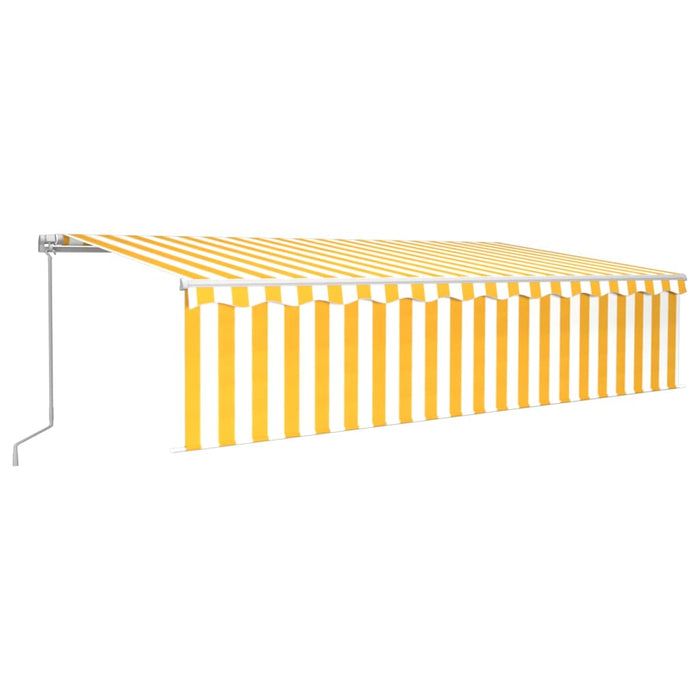 Copertină retractabilă manual cu stor, galben&alb, 6x3 m - WALTI WALTI