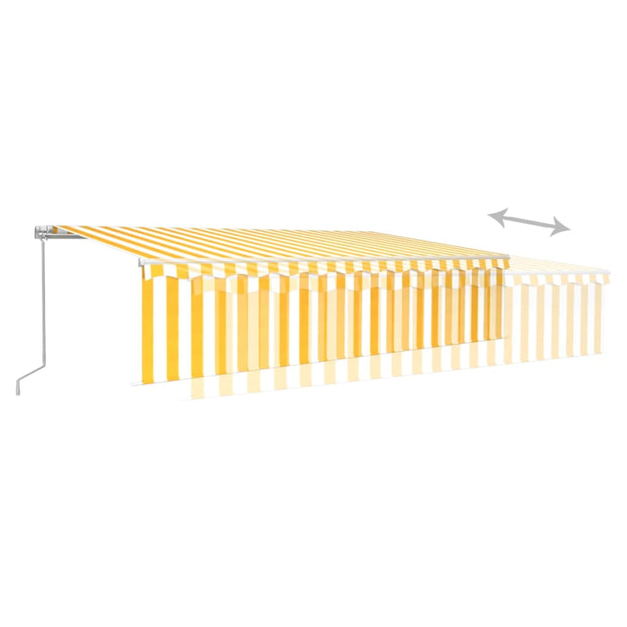 Copertină retractabilă manual cu stor, galben&alb, 6x3 m - WALTI WALTI