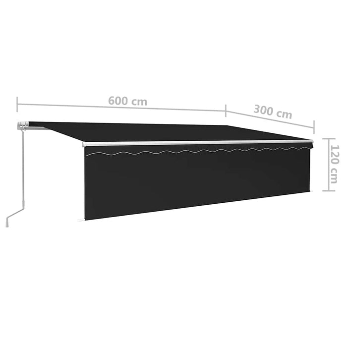 Copertină retractabilă manual cu stor, antracit, 6x3 m - WALTI WALTI