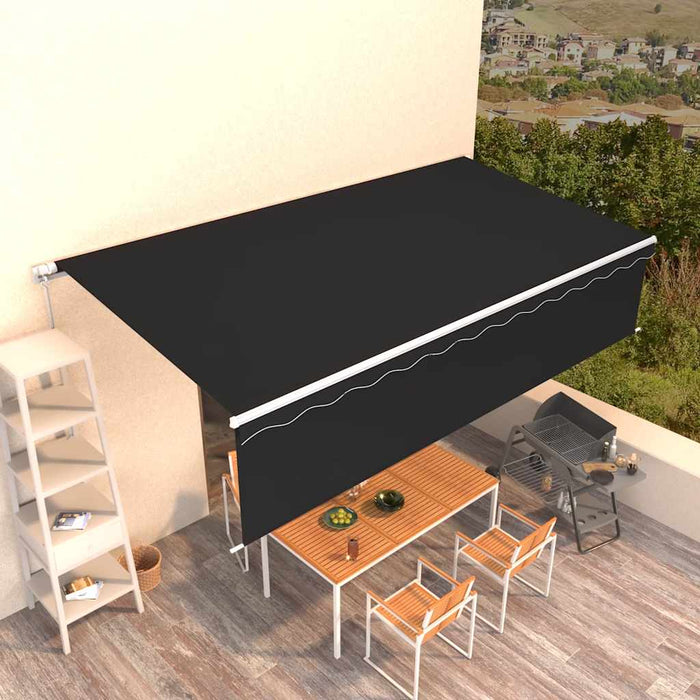Copertină retractabilă manual cu stor, antracit, 6x3 m - WALTI WALTI
