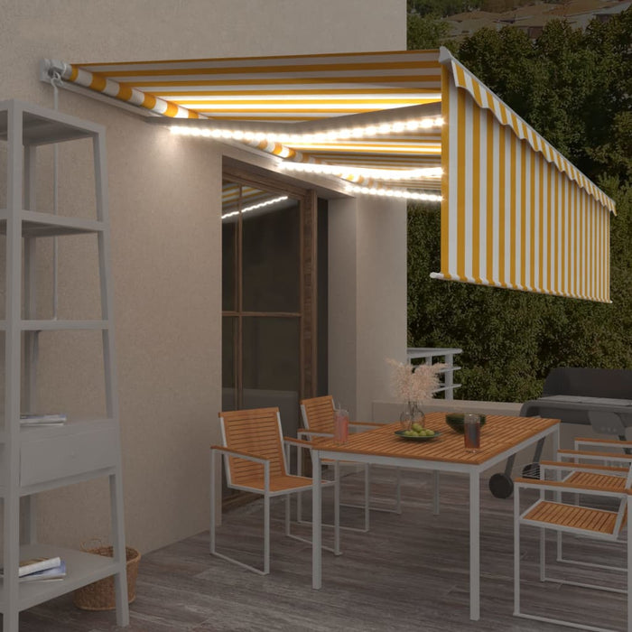 Copertină retractabilă manual cu stor&LED, galben&alb, 6x3 m - WALTI WALTI