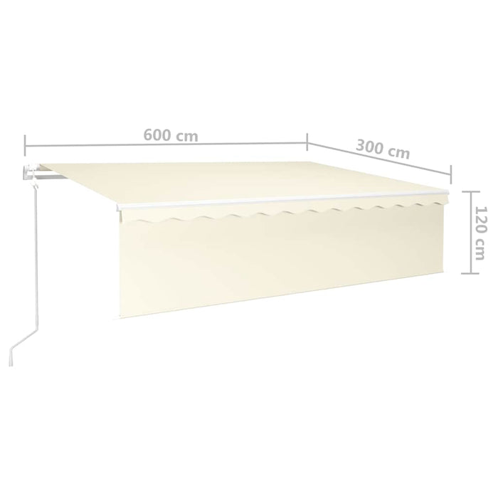 Copertină retractabilă manual cu stor, crem, 6x3 m - WALTI WALTI