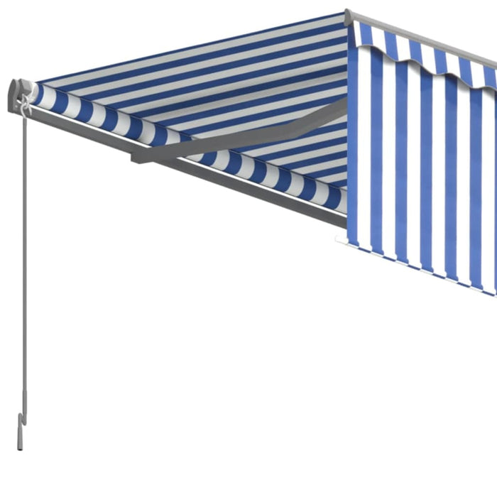 Copertină retractabilă manual cu stor, albastru & alb, 3x2,5 m - WALTI WALTI