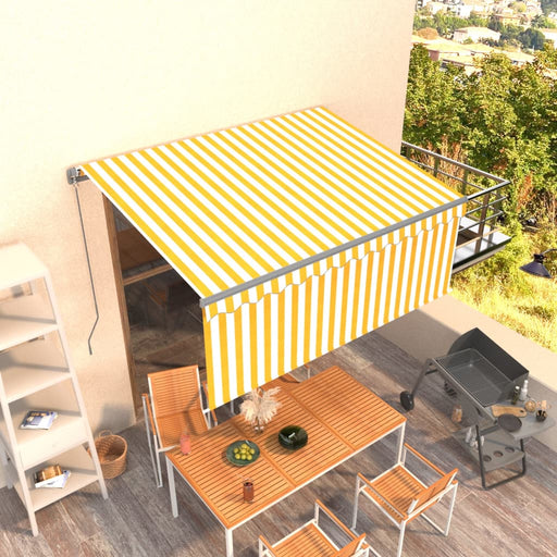 Copertină retractabilă manual cu stor, galben & alb, 3x2,5 m - WALTI WALTI