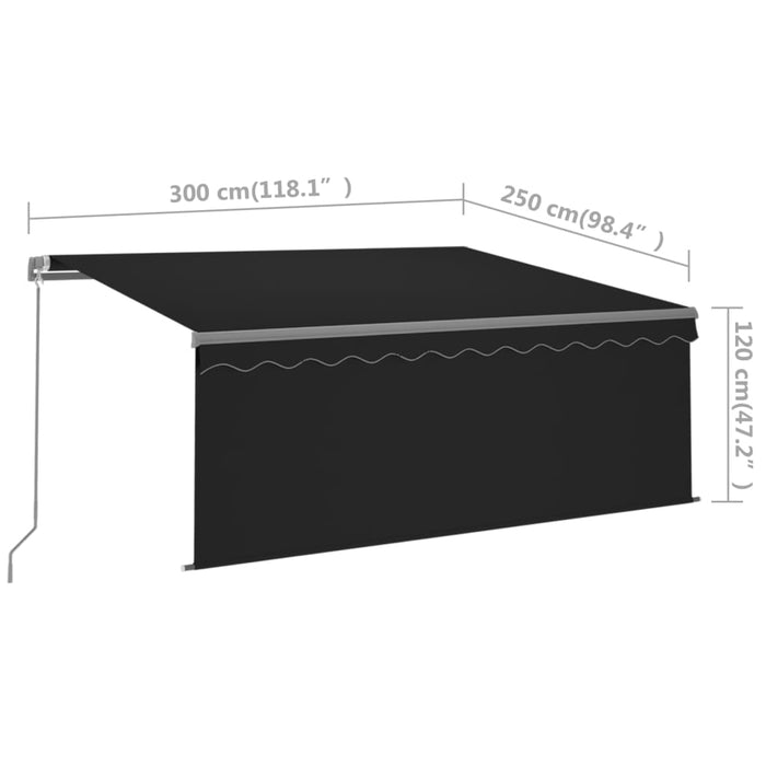 Copertină retractabilă manual cu stor, antracit, 3x2,5 m - WALTI WALTI
