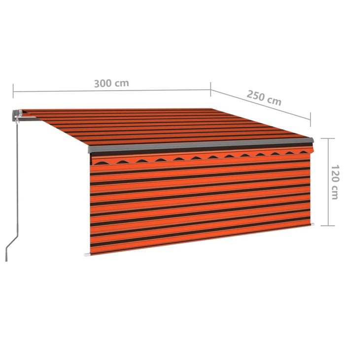 Copertină retractabilă manual cu stor, portocaliu&maro, 3x2,5 m - WALTI WALTI