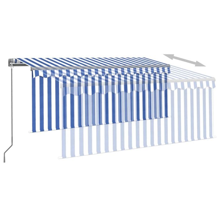 Copertină retractabilă manual cu stor&LED albastru&alb, 3x2,5 m WALTI