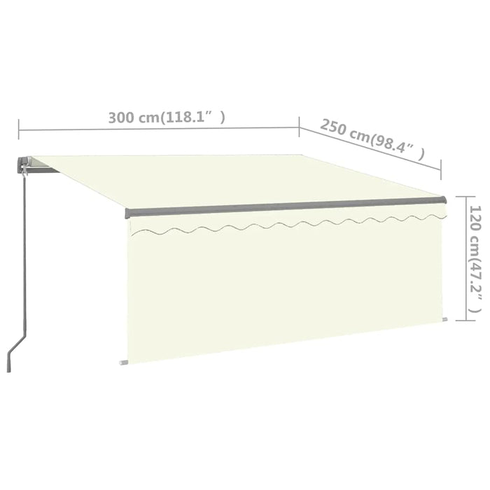 Copertină retractabilă manual cu stor&LED, crem, 3x2,5 m - WALTI WALTI