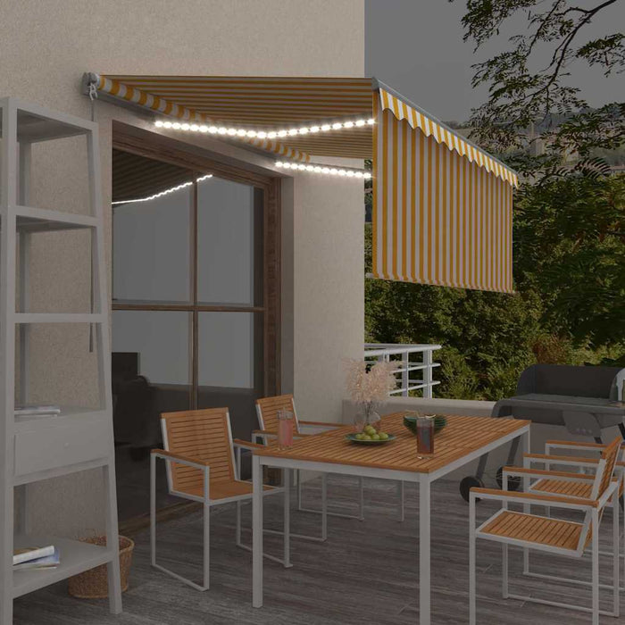Copertină retractabilă manual cu stor&LED, galben & alb 3x2,5 m - WALTI WALTI
