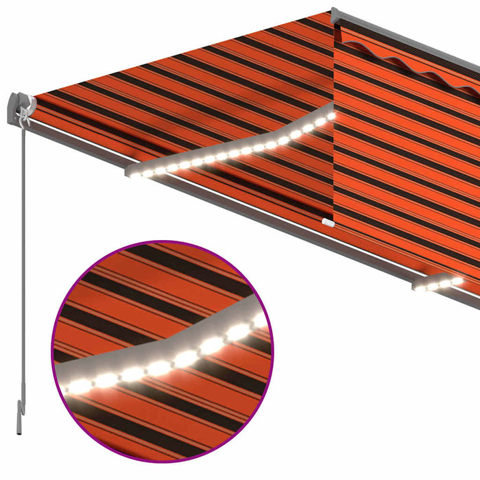 Copertină retractabilă manual stor&LED portocaliu&maro 3x2,5 m WALTI