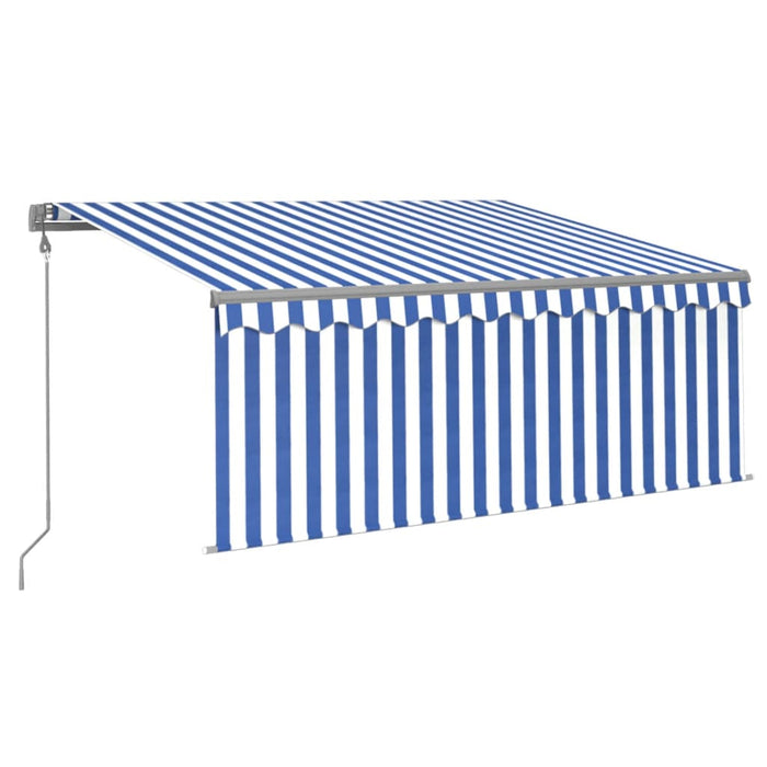 Copertină retractabilă automat cu stor, albastru & alb, 3x2,5 m - WALTI WALTI