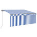 Copertină retractabilă automat cu stor, albastru & alb, 3x2,5 m - WALTI WALTI