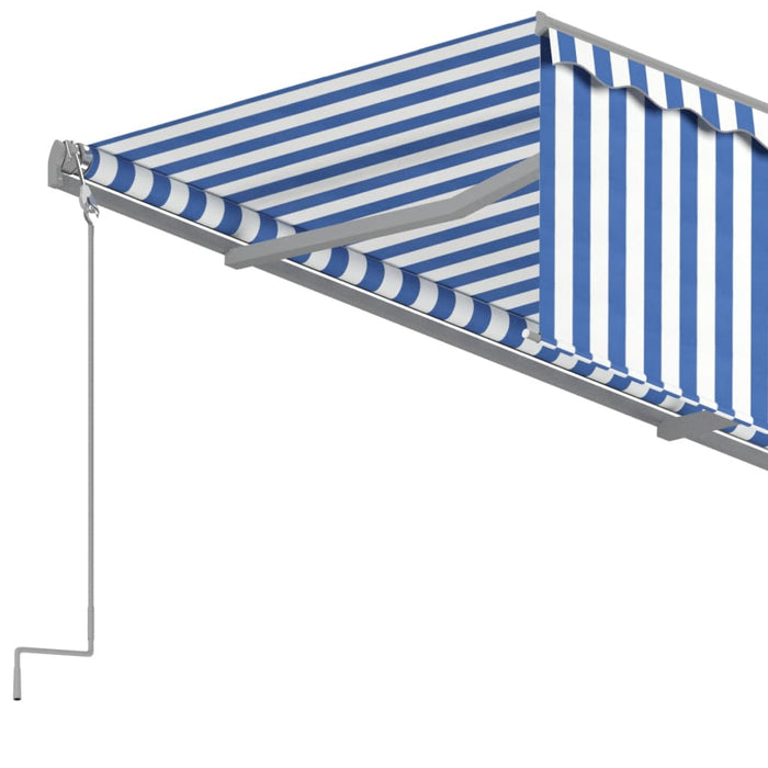 Copertină retractabilă automat cu stor, albastru & alb, 3x2,5 m - WALTI WALTI