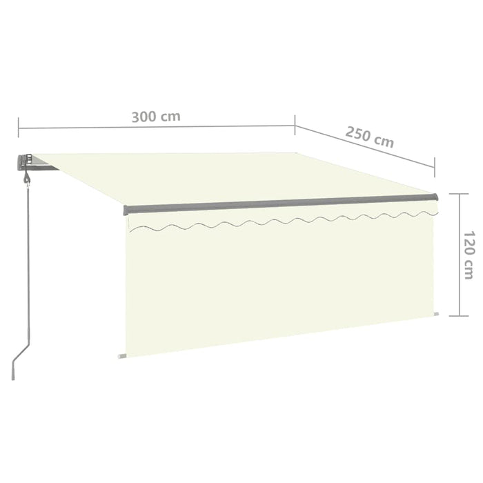 Copertină retractabilă automat cu stor, crem, 3x2,5 m - WALTI WALTI