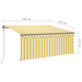 Copertină retractabilă automat cu stor, galben & alb, 3x2,5 m - WALTI WALTI