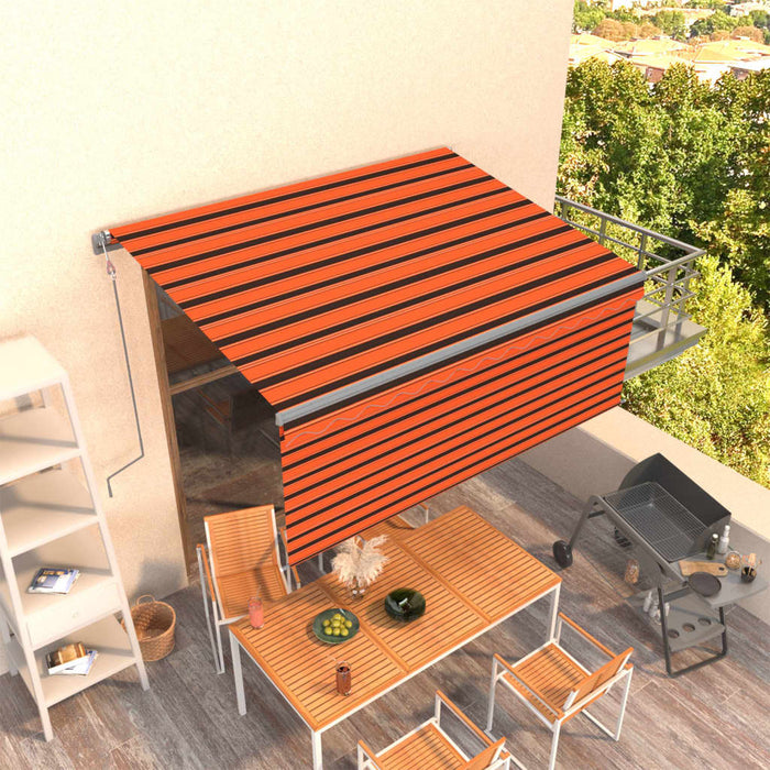 Copertină retractabilă automat cu stor portocaliu&maro 3x2,5 m - WALTI WALTI