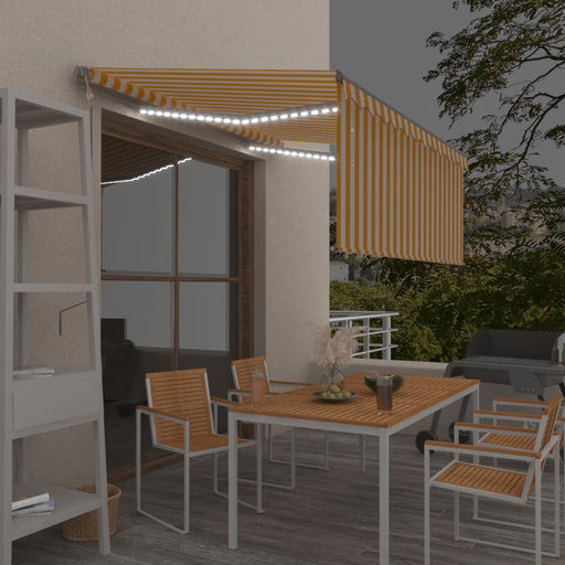 Copertină automată cu stor&LED&senzor vânt albastru&alb 3x2,5 m - WALTI WALTI