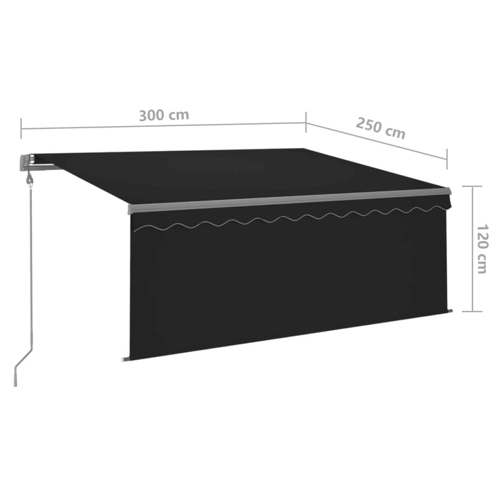 Copertină automată cu stor&LED&senzor vânt, antracit, 3x2,5 m - WALTI WALTI