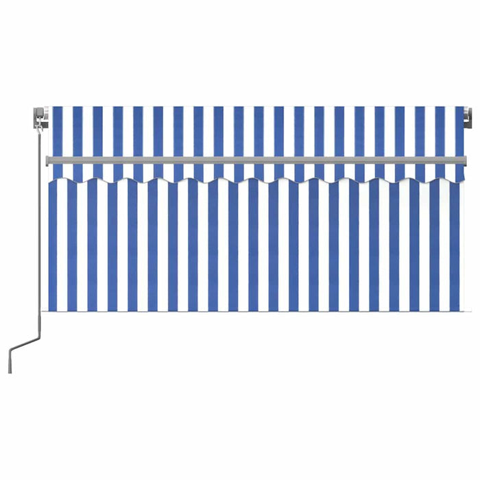 Copertină retractabilă manual cu stor, albastru&alb, 3,5x2,5 m - WALTI WALTI