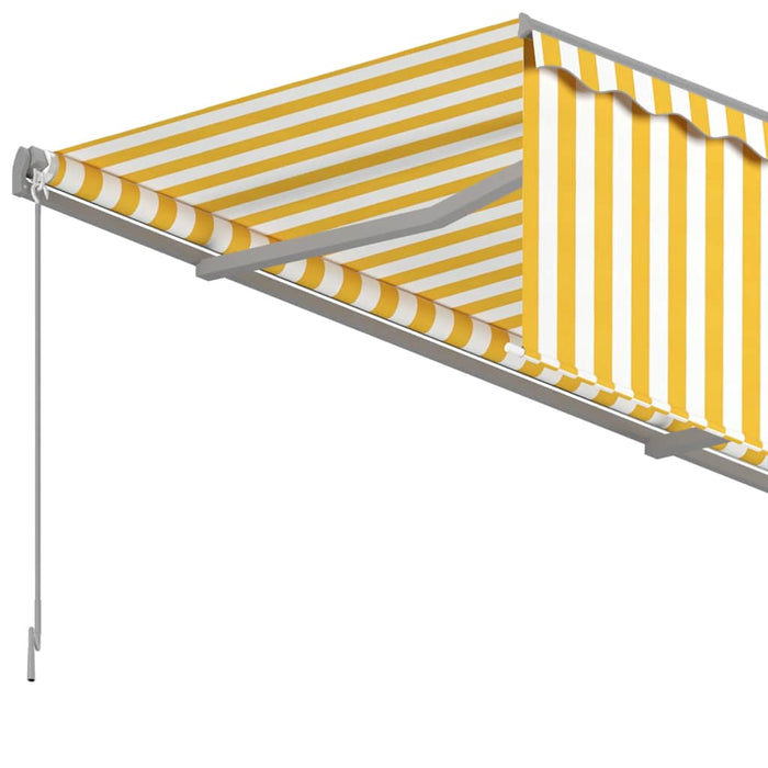 Copertină retractabilă manual cu stor, galben&alb, 3,5x2,5 m - WALTI WALTI