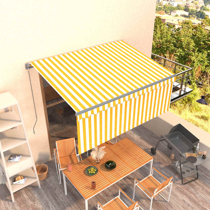Copertină retractabilă manual cu stor, galben&alb, 3,5x2,5 m - WALTI WALTI