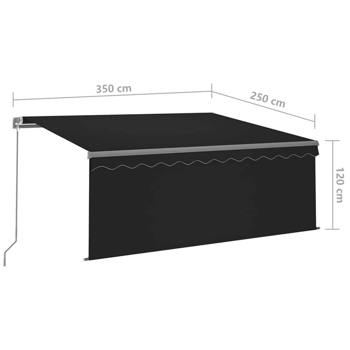 Copertină retractabilă manual cu stor, antracit, 3,5x2,5 m - WALTI WALTI