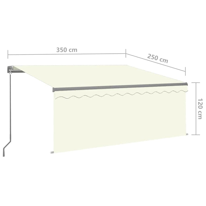 Copertină retractabilă manual cu stor&LED, crem, 3,5x2,5 m - WALTI WALTI