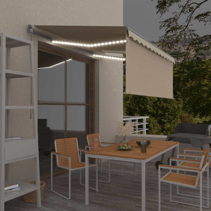 Copertină retractabilă manual cu stor&LED, crem, 3,5x2,5 m - WALTI WALTI