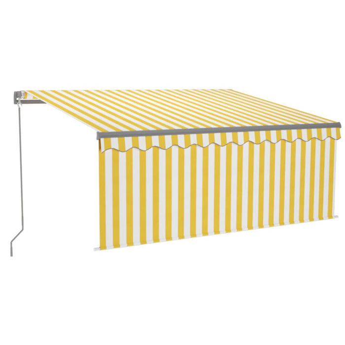 Copertină retractabilă manual cu stor, galben&alb, 3,5x2,5 m WALTI