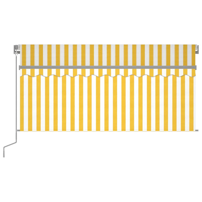 Copertină retractabilă manual cu stor, galben&alb, 3,5x2,5 m WALTI