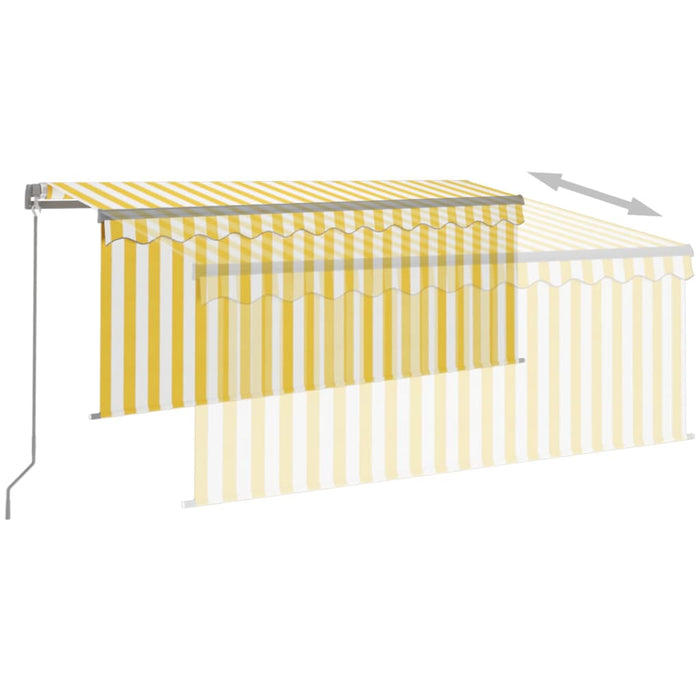 Copertină retractabilă manual cu stor, galben&alb, 3,5x2,5 m WALTI