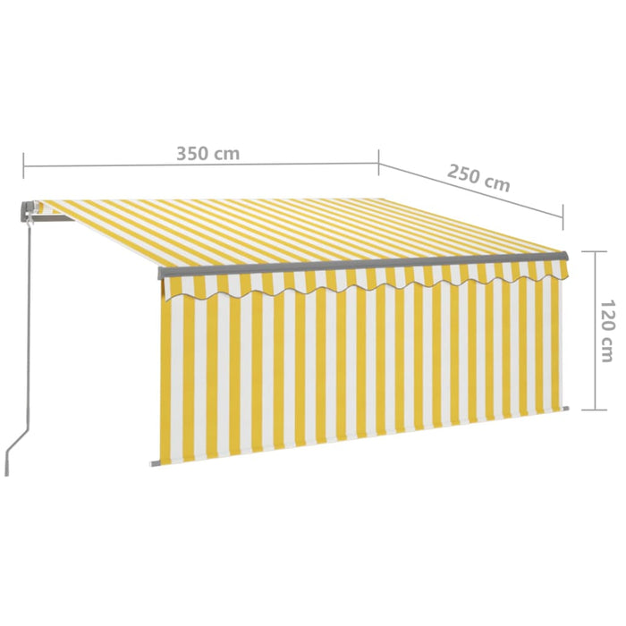 Copertină retractabilă manual cu stor, galben&alb, 3,5x2,5 m WALTI