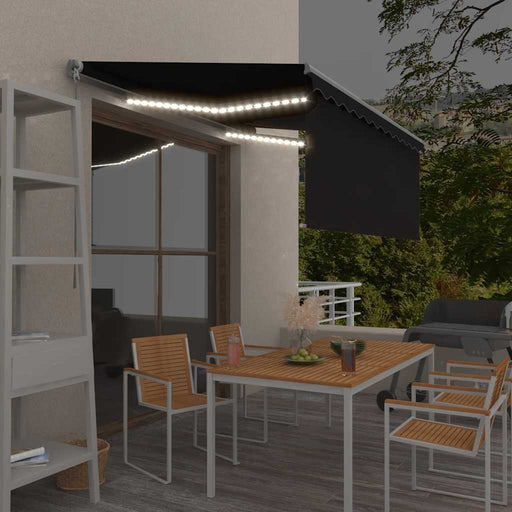 Copertină retractabilă manual cu stor&LED, antracit, 3,5x2,5 m - WALTI WALTI