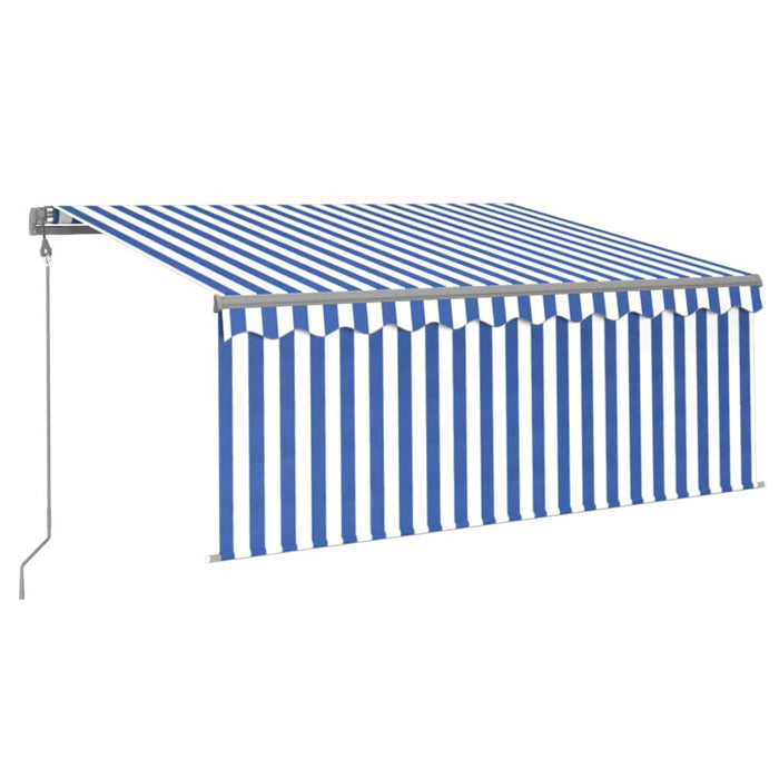 Copertină retractabilă automat cu stor, albastru&alb, 3,5x2,5 m - WALTI WALTI