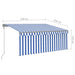 Copertină retractabilă automat cu stor, albastru&alb, 3,5x2,5 m - WALTI WALTI